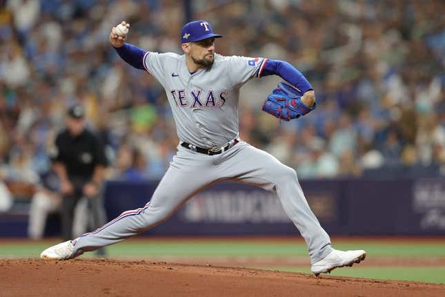 Nathan Eovaldi fans seven over seven innings in the Rangers