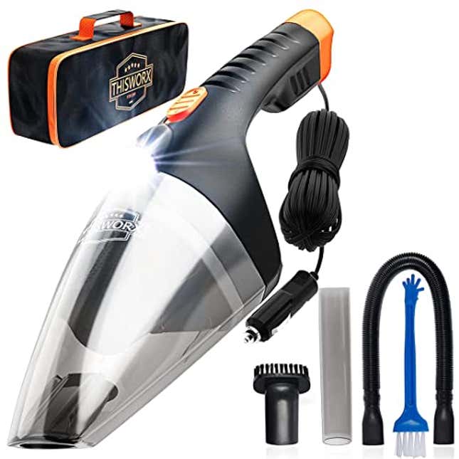 Portable car vacuum cleaner with HEPA filter, for deep cleaning