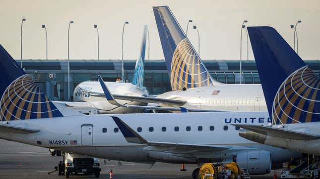 United Airlines parked at their O'Hare International Airport gates