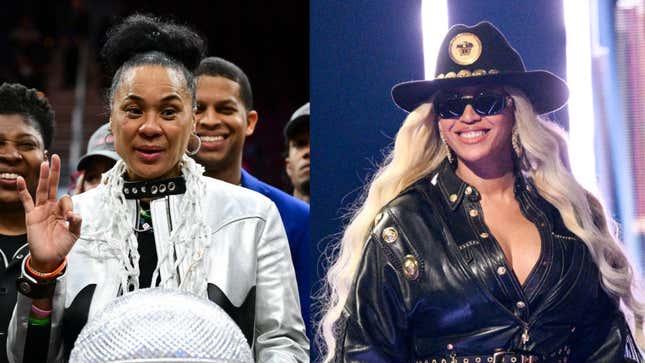 Image for article titled Watch Dawn Staley Receive 'Love on Top' From Beyoncé After Championship NCAA Season