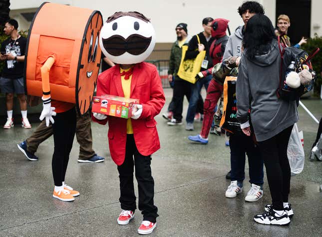 A cosplayer dressed as Julius Pringles during 2024 WonderCon in Anaheim, California. 