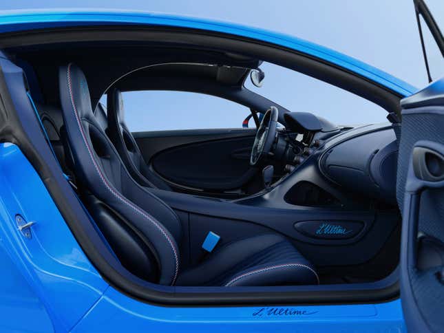 Interior of the blue Bugatti Chiron L'Ultime
