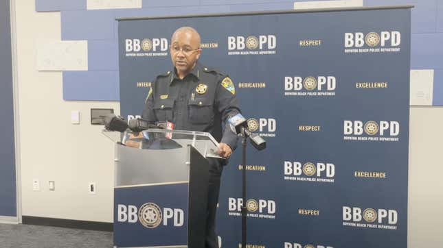 Boynton Beach Police Chief Michael G. Gregory speaks during a news conference following the fatal crash of a 13-year-old boy who was operating a dirt bike on Dec. 26, 2021.