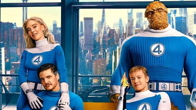 The Fantastic Four pose for a family photo.