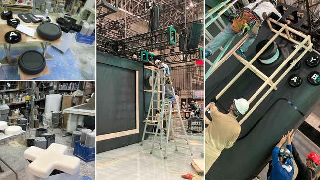 A collage of images shows off a very large Steam Deck built for promotion during TGS.