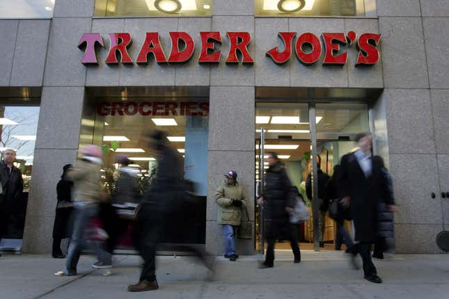 Shoppers line up inside Trader Joe’s 14th Street in New York City. 