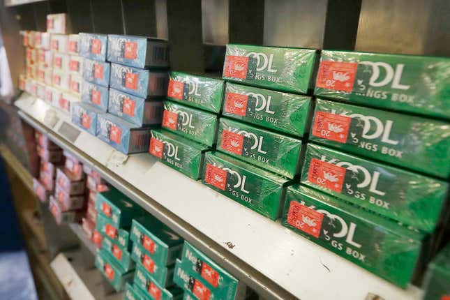 Menthol cigarettes and other tobacco products are displayed at a store in San Francisco on May 17, 2018. The U.S. government is set to release its long-awaited plan to ban menthol cigarettes and flavored cigars. On Thursday, April 28, 2022, Food and Drug Administration Commissioner Robert Califf previewed the announcement in congressional testimony, saying the proposal would reduce disease and death among smokers and help many quit.