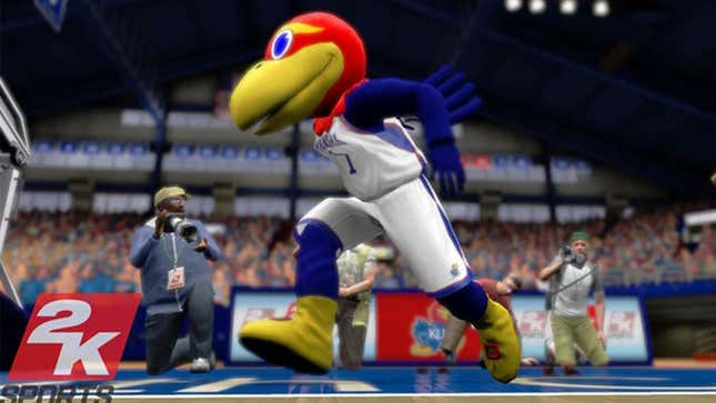 The Kansas Jayhawks mascot in College Hoops 2K8