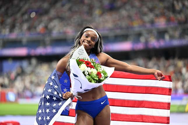 USA’s Brittany Brown following the Women’s 200m Final at the Stade de France on the Eleventh day of the 2024 Paris Olympic Games in France. Picture date: Tuesday August 6, 2024.