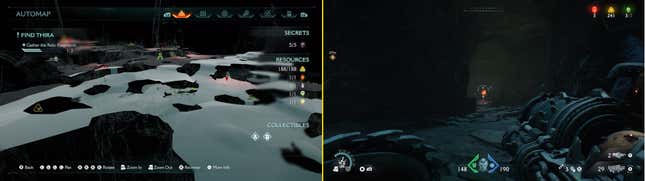 A side-by-side image shows a map and the location of a statue.