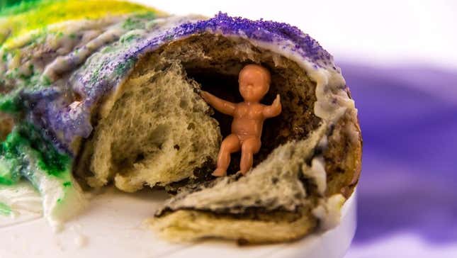 King cake with baby figurine inside