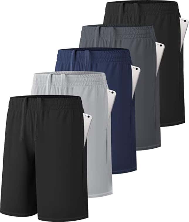 Image for article titled MLYENX 5 Pack Boys Athletic Shorts Active Performance Youth Kids Basketball Shorts Quick Dry with Elastic Waist Pockets, Now 25% Off