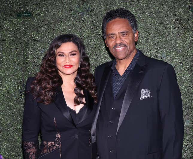 Tina Knowles-Lawson and Richard Lawson attend the DesignCare 2022 Gala benefitting The HollyRod Foundation at RJ’s Place Vocational and Family Support Services Center on June 18, 2022 in Los Angeles, California.