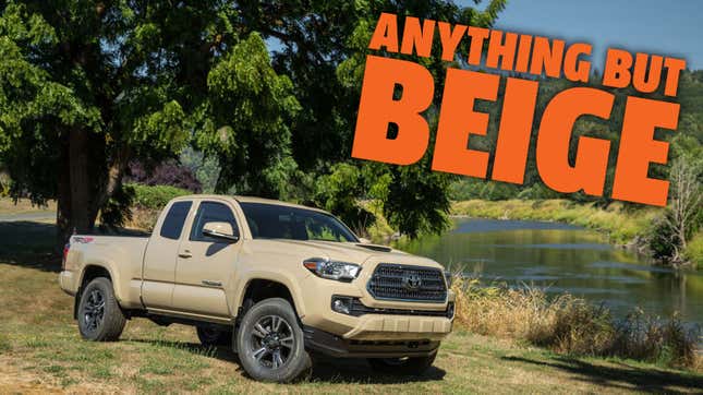 A photo of a beige Toyota Tacoma truck. 