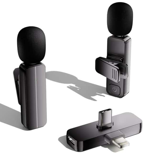 Image for article titled 2 Pack Wireless Mini Lavalier Lapel Microphone for iPhone, Now 55% Off