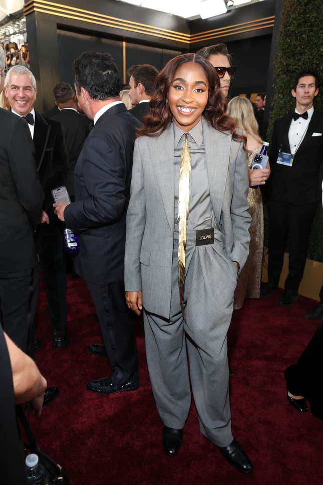 BEVERLY HILLS, CALIFORNIA - JANUARY 05: Ayo Edebiri attends the 82nd Annual Golden Globe Awards at Beverly Hilton on January 05, 2025 in Beverly Hills, California. 