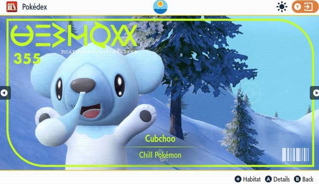 Cubchoo's snot-ridden Pokédex entry.