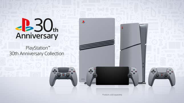 The 30th Anniversary PlayStation collection sits on display.