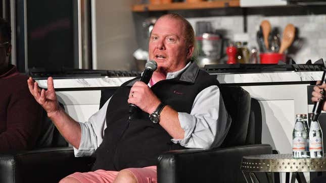 Mario Batali speaking with microphone