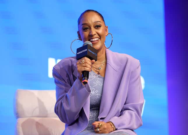 Tia Mowry speaks onstage during Beautycon™ Los Angeles 2023 at The Reef on September 16, 2023 in Los Angeles, California.