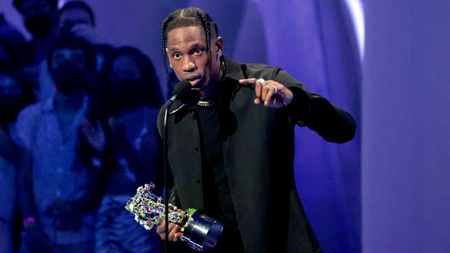 Travis Scott accepts the Best Hip Hop award for “Franchise” during the 2021 MTV Video Music Awards on September 12, 2021 in the Brooklyn borough of New York City.