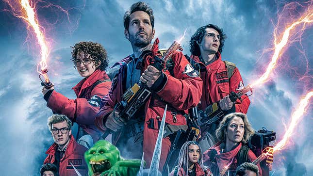 Poster for Sony's Ghostbusters: Frozen Empire, featuring the main cast.