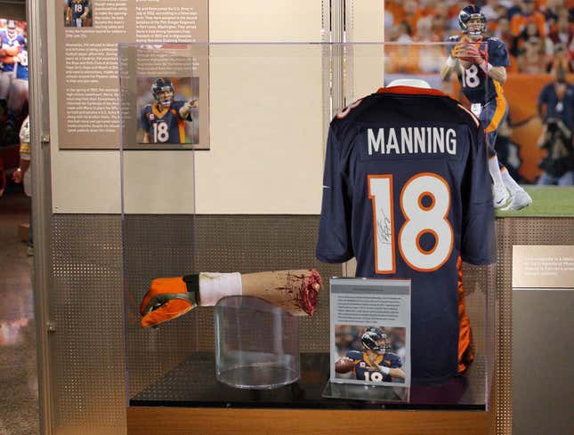 Image for article titled Football Hall Of Fame Acquires Peyton Manning&#39;s Record-Breaking Touchdown-Throwing Arm