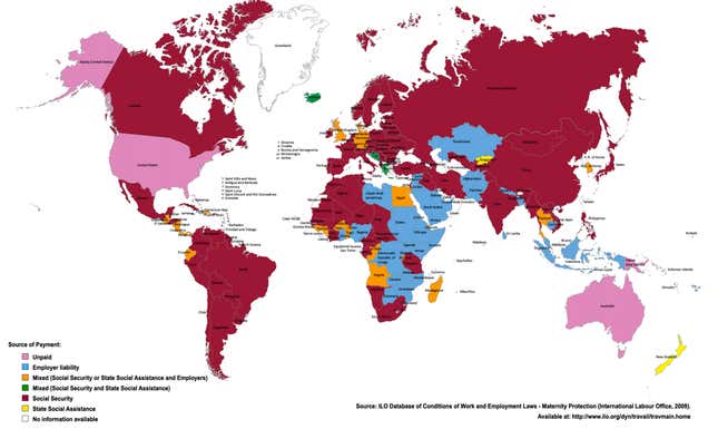 Countries without paid maternity leave: Swaziland, Lesotho, Papua New ...