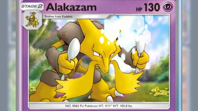 The Alakazam card, showing the Pokémon focusing.