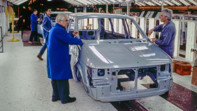 Minivans being assembled at Chrysler's Windsor Assembly Plant in 1990.