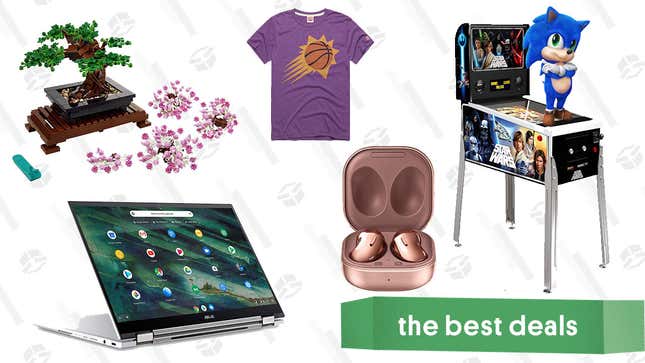 Image for article titled Tuesday&#39;s Best Deals: ASUS Chromebook Flip, Samsung Galaxy Buds Live, LEGO Bonsai Tree, Star Wars Digital Pinball Machine, NBA Finals T-Shirts, and More