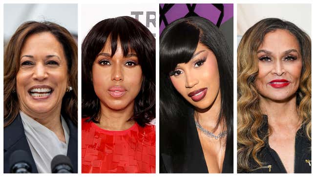 Vice President Kamala Harris, left: Kerry Washington, Cardi B., and Tina Knowles.