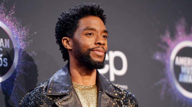 Chadwick Boseman poses in the press room during the 2019 American Music Awards at Microsoft Theater on November 24, 2019 in Los Angeles, California.