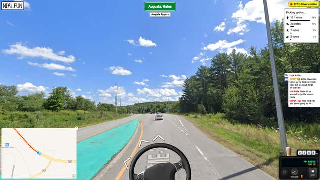 A Google Street View image of a car driving through Augusta, Maine.