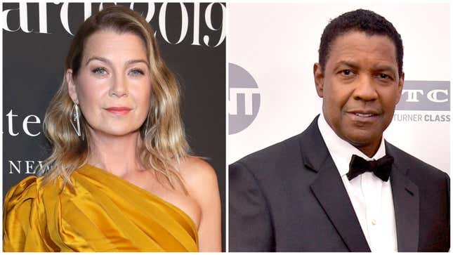 Ellen Pompeo, left; Denzel Washington.