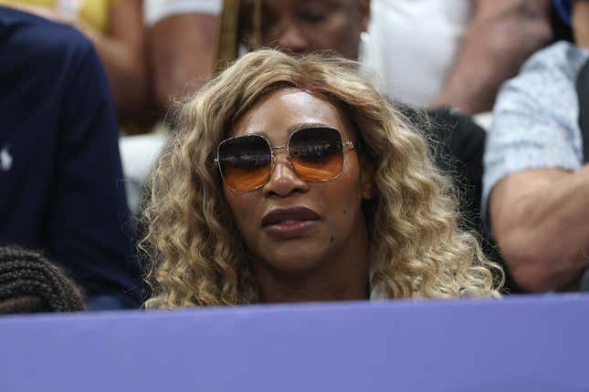 PARIS, FRANCE - AUGUST 05: Serena Williams looks on during a Men’s Quarterfinal match between Team United States and Team Brazil on day ten of the Olympic Games Paris 2024 at Paris Arena on August 05, 2024 in Paris, France.