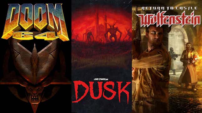 An image shows Doom 64, Dusk and Wolfenstein game covers. 