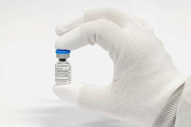 FILE - This photo provided by Pfizer in August 2023 shows their RSV vaccine Abrysvo. On Friday, Sept. 22, 2023, U.S. health officials are recommending RSV vaccinations for moms-to-be as a second option to protect newborns. (Pfizer via AP, File)