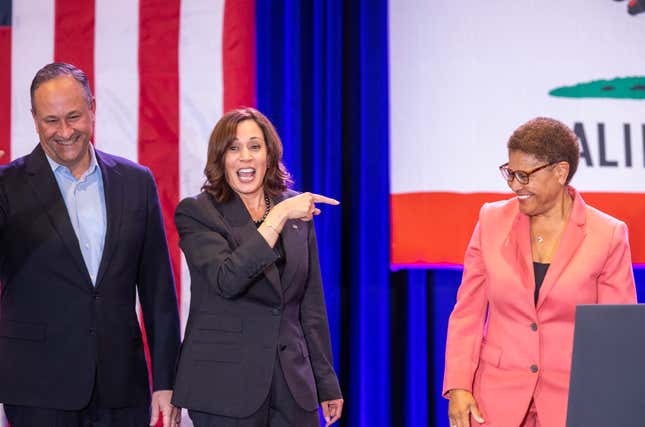 Kamala Harris and Karen Bass at a campaign event