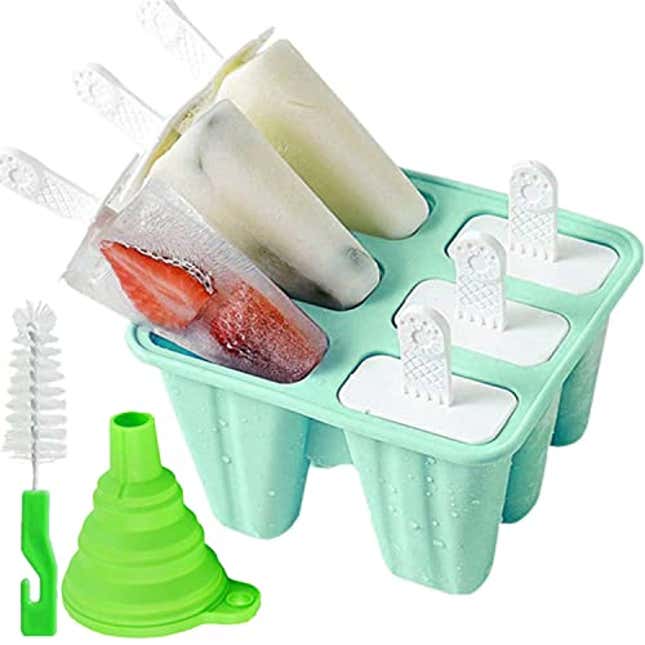 Image for article titled Popsicle Mould，Popsicle Molds 6 Pieces Silicone Ice Pop Molds BPA Free Popsicle Mold Reusable Easy Release Ice Pop Make (Green), Now 32% Off