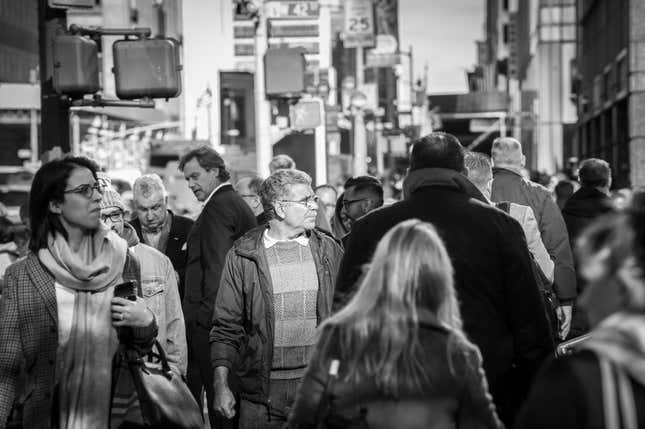 Pedestrians in midtown Manhattan.