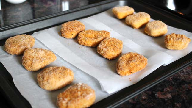 Chicken nuggets on tray