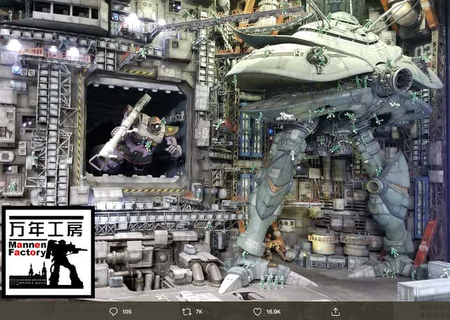 Image for article titled Man Spends Four Years Making Gundam Diorama And The Result Is Amazing