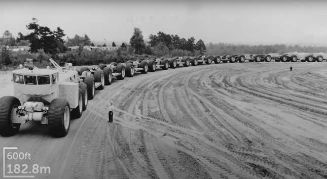 Image for article titled The Longest Vehicle Ever Was A Trackless, Overland Train Meant To Run On Nuclear Power