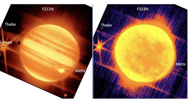 Two views of Jupiter by Webb's NIRCam instrument.