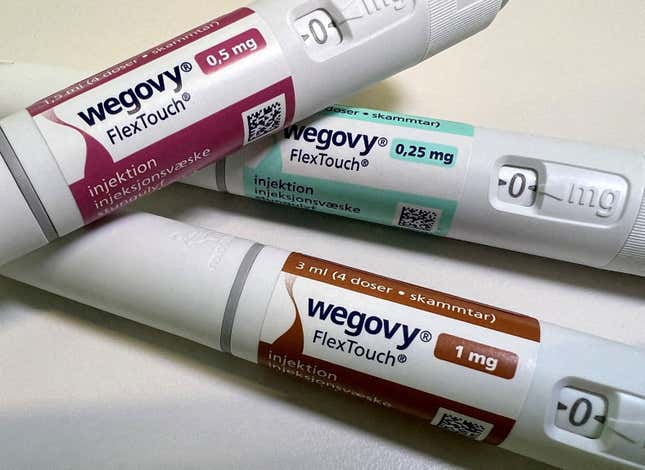 three injection pens of weight loss drug Wegovy