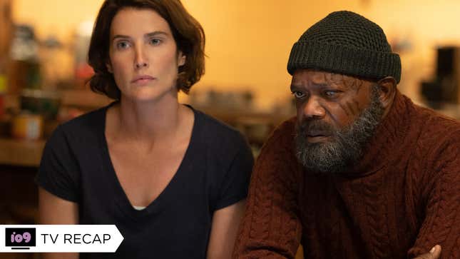Maria Hill and Nick Fury, looking glum
