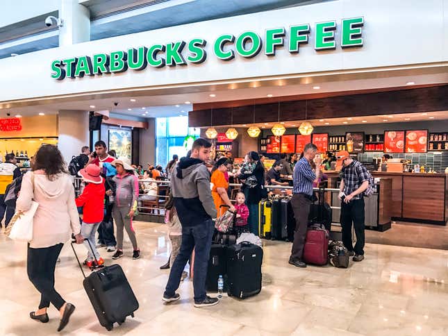 A Starbucks at the Cancun International Airport. 
