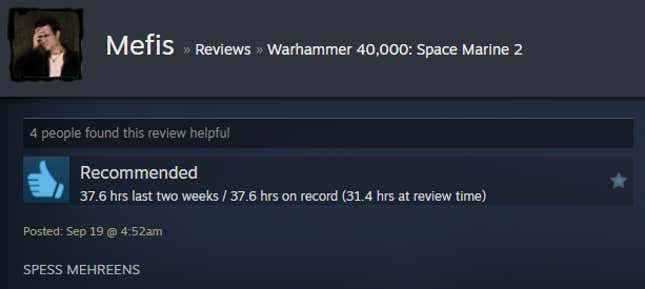 Image for the article titled “Warhammer 40,000: Space Marine 2, told by Steam reviews”