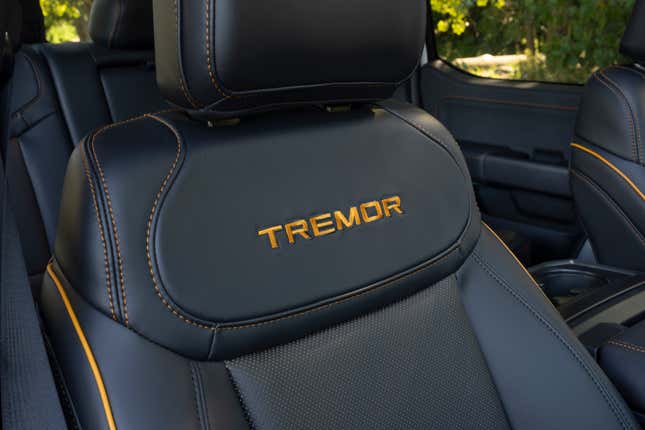 Front seat of a 2024 Ford F-150 Tremor